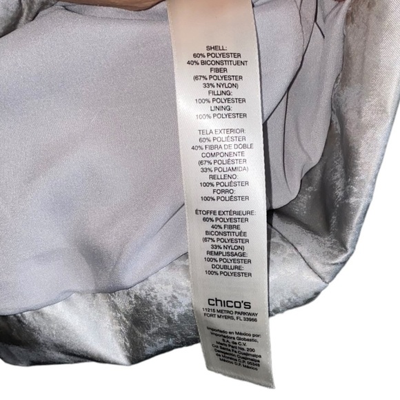 NWT Chico’s Quilted Faux-Fur Collar Animal Print Vest Silver Shimmer Sz S - Picture 4 of 11